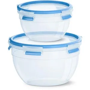 Emsa Frischhaltedose ClipundClose, 1,1/2,6 Liter, luftdicht, 2-teilig - Praktisches 2-teiliges Set aus BPA-freiem Kunststoff. Ideal zum Frischhalten und Transportieren von Lebensmitteln. Auslaufsicher, stapelbar und spülmaschinenfest – für einfache Handhabung und Aufbewahrung.