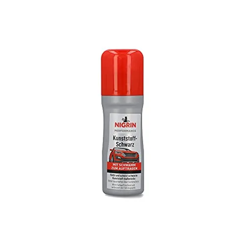 NIGRIN Performance Kunststoff-Schwarz 75 ml - Autopflege & Motorradpflege – Die innovative Kunststoffpflege frischt die Farbe auf und schützt vor Alterung, ideal für neuwertige Optik von Fahrzeugteilen.