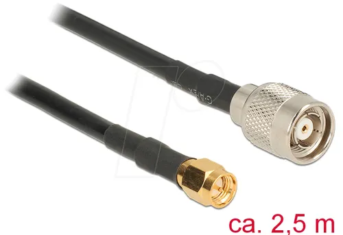 DELOCK 89514 - HF Antennenkabel, RP-TNC Stecker > SMA Stecker, 2,5 m