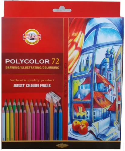 Koh-I-Noor Polycolor 72 Artists Buntstifte - 72 hochwertige Buntstifte aus der Tschechischen Republik, ideal für Künstler und Hobbyisten, mit einer breiten Palette an lebendigen Farben.