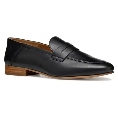 Geox Damen D MANTINEA A Loafer, Schwarz, 38 EU - Slipper & Mokassins für Damen, eckige Schuhspitze für modernes Design und einfacher Einstieg bietet höchsten Tragekomfort.
