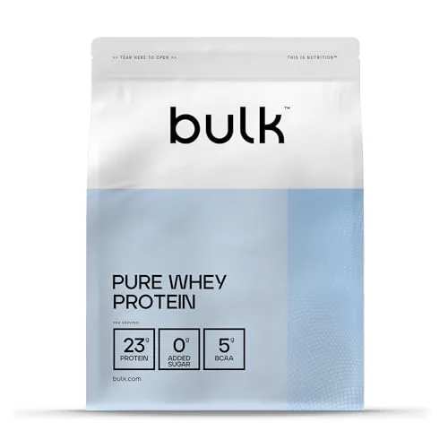 Bulk Pure Whey Protein Pulver 1 kg - Geschmacksneutral - Protein Shakes & Muskelaufbau mit 22 g Protein und 5 g BCAAs pro Portion, ideal für dein tägliches Training und Muskelaufbau.