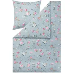 Estella Edelflanell Bettwäsche Corvara 5470-610 Rosen Blau 135x200 - Edelflanell Bettwäsche aus 100% Baumwolle, superweich und warm für die kalte Jahreszeit. Pflegeleicht und trocknerfest, sorgt für ein kuscheliges Schlaferlebnis.
