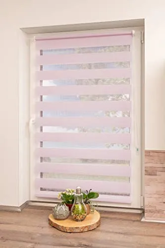 K-Home Klemmfix Doppelrollo Madrid ohne Bohren Pink 35 x 150 cm (B x L)