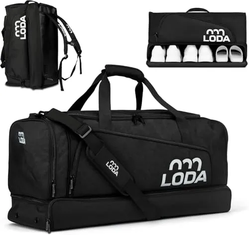 LODA Sports Sporttasche mit Rucksackfunktion - Sporttasche mit 68 Liter Volumen, wasserabweisend und ideal für Fußball, Handball und mehr. Ausgestattet mit Schuh-, Wertsachen- und Nassfach für optimale Organisation.