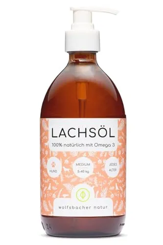 Lachsöl für Hunde und Katzen mit Omega 3 & 6 I 500ml norwegisches, natürliches Lachs-Öl aus Atlantik-Meer-Lachs I Ergänzungsmittel für Hunde