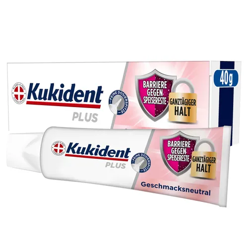 Kukident Plus Barriere gegen Speisereste Haftcreme 40g - HAFTCREME für eine sichere Passform, verhindert das Eindringen von Speiseresten unter die Prothese und sorgt für ein angenehmes Tragegefühl.