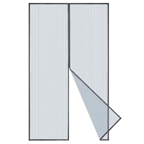 Apalus Fliegengitter Tür, Magnet Insektenschutz 140x240cm, Der Magnetvorhang Ist Ideal Für Die Balkontür, Kellertür und Terrassentür, Kinderleichte Klebemontage Ohne Bohren, Nicht Kürzbar Grau