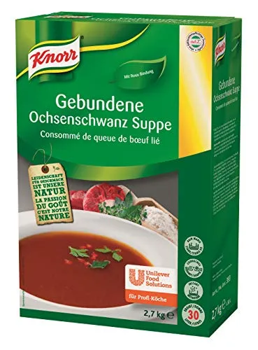 Knorr Ochsenschwanzsuppe Trockenmischung mit Rosmarinnote 1er Pack - Tütensuppen für die professionelle Küche, ideal für Großverbraucher. Schnelle Zubereitung mit kräftigem Oxtail Geschmack und feiner Rosmarinnote.