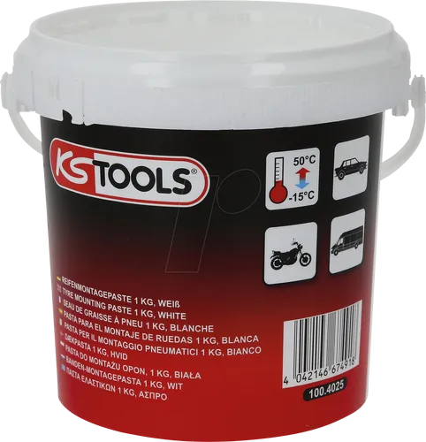 KSTOOLS Reifenmontagepaste 1kg Weiß - Hochwertige Reifenmontagepaste für PKW und Motorräder, bietet optimale Gleitfähigkeit und pflegt Gummi. Ideal für Stahl-, Leichtmetall- und Kunststofffelgen, schnell ablüftend für eine kraftschlüssige Verbindung.