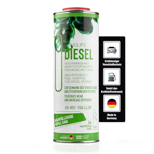 LIFETIME Longlife Diesel Additiv Konzentrat | Diesel Zusatz | Reicht für 20 Tankfüllungen | Diesel Reiniger I Diesel Systemreiniger I DPF Reiniger I Diesel Injektor Reiniger I 1.000ml