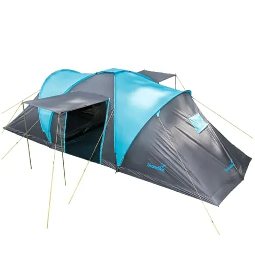Skandika Kuppelzelt Hammerfest für 6 Personen - Kuppelzelt mit 2 m Stehhöhe, 2 Schlafkabinen und 3000 mm Wassersäule – perfekt für Camping, Festivals oder Gartenübernachtungen, robust und einfach aufzubauen.