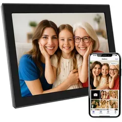 XORO CPF 11CF – 11" Digitaler WLAN Bilderrahmen mit Touchscreen - Teilen Sie Erinnerungen einfach und kabellos mit dem XORO CPF 11CF. 16 GB Speicher, HD IPS Display und praktische Funktionen wie Auto-Rotation und Wetteranzeige machen diesen Bilderrahmen zum idealen Geschenk.