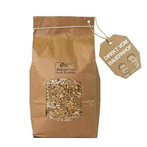 Gebrüder Goller Bio Miscanthus Einstreu 60 Liter - Staubarm & Saugstark - Einstreu für Kleintiere wie Kaninchen, Meerschweinchen, Hamster - Kleintierstreu aus biologischem Anbau - 100% Natur