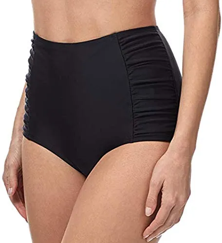 Octopus Elegante/Figurumspielende/Minimizer Bikini Hose/High Waist Bikinihose/Slip (oct-flav-S10-f3428) Farbe: S21(sw) High Waist Slip Schwarz, Gr. 46