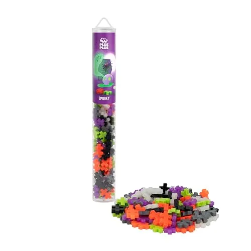 Plus-Plus 4320 Geniales Konstruktionsspielzeug, Farbmix Spooky, Kreativ-Bausteine Tube, Bausteinset für Kinder, 100 Teile