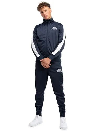 LONSDALE Trainingsanzug "PEMBER" für Herren, Gr. L, marine - Sportlicher Trainingsanzug aus 100% Polyester, atmungsaktiv und schnell trocknend. Ideal für Sport und Freizeit mit praktischen Reißverschlusstaschen.