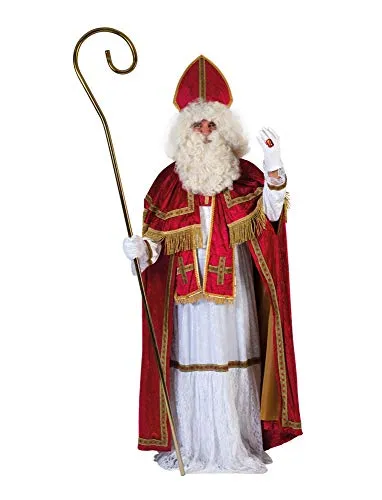 Generique Hochwertiges Nikolaus-Herrenkostüm L - Festliches Herrenkostüm für Nikolaus mit Gewand, Mantelumhang und Mitra. Ideal für Weihnachtsfeiern, bequem und pflegeleicht aus 100% Polyester.