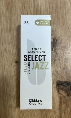 DAddario Woodwinds Organic Select Jazz Filed Blätter 2S - Instrumentenzubehör; Bio-zertifizierte Blätter für Tenorsaxophon, Stärke 2S, bieten hervorragende Kontrolle und Projektion für einen klaren, vollen Klang.