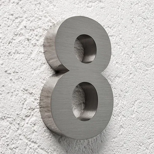 3D Hausnummer 8 Edelstahl – Elegantes Design für Ihr Zuhause - Hausnummern & Buchstaben, aus rostfreiem Edelstahl gefertigt, ideal für den Außenbereich mit Schutzart IP65.