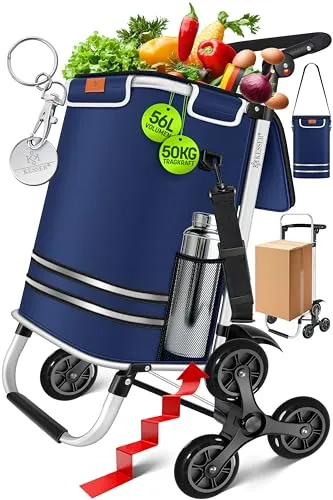 KESSER Einkaufstrolley mit Kühlfach - Einkaufstrolley mit Kühlfach, ideal für Stufen, belastbar bis 50kg und in elegantem navyblau – perfekt für den komfortablen Einkauf.