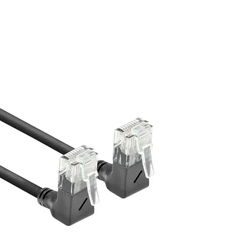 ACT CAT6A Netzwerkkabel 90° gewinkelt, U/UTP LSZH LAN Kabel Dünn 3.6mm Slimline, Flexibles Ethernet Kabel mit RJ45 Stecker, für den Einsatz in Datenzentren, 3 Meter, Nach oben DD6903