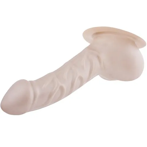 TOYLIE Latex Penishülle Franz Schaftlänge: 14cm silber mit Basisplatte zum ankleben an Latexkleidung - stark geäderter Penis-Sleeve mit Hodensack und ausgeprägter Eichel - MADE IN GERMANY