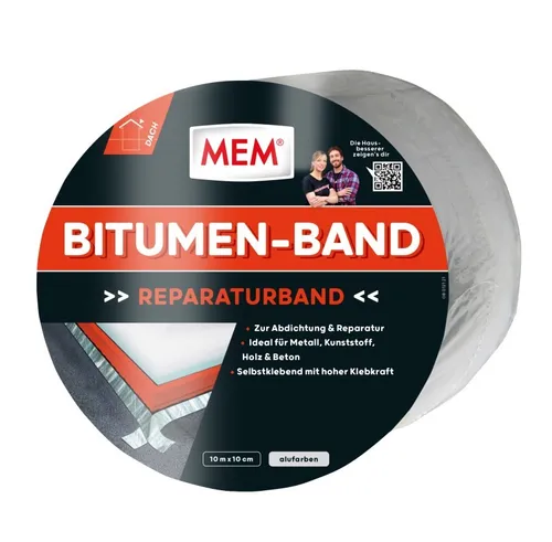MEM Bitumen-Band 10m x 10cm alu - Hochwertiges Bitumen-Band für vielseitige Anwendungen im Bauwesen. Ideal für Abdichtungen und Reparaturen, sorgt für zuverlässigen Halt und einfache Verarbeitung.