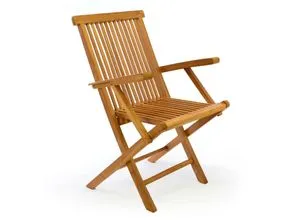 VCM Gartenstuhl mit Armlehne aus Teak Holz, klappbar - Hochwertiger klappbarer Gartenstuhl aus massivem, behandeltem Teakholz, ideal für Balkon und Terrasse. Praktisch für platzsparende Lagerung im Winter.