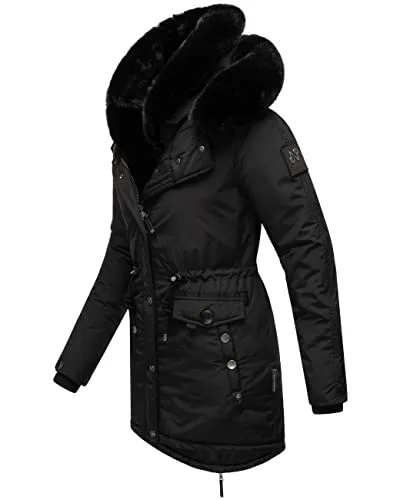 Navahoo Damen Warmer Winterparka Sweety Deluxe Black Gr. XXL - Stylischer Winterparka mit abnehmbarer Kunstpelz-Kapuze, wind- und wasserabweisend. Ideal für kalte Tage dank warm wattiertem Innenfutter und gefütterten Taschen. Perfekte Passform mit Taillenzugband für individuellen Tragekomfort.