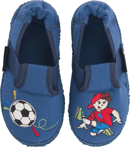 nanga Hausschuhe Slipper Fussballer - 100% Bio-Baumwolle - Blau für Kinder - Bequeme Hausschuhe für kleine Fußballfans, aus 100% Bio-Baumwolle. Ideal für alle kleinen Kicker und Schiedsrichter, mit perfekter Passform und umweltfreundlicher Verarbeitung.