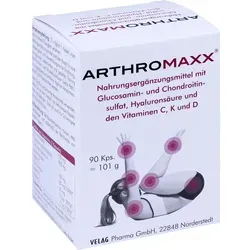 Arthromaxx Kapseln 102 g - Glucosamin-Chondroitin Nahrungsergänzung mit Vitaminen C, K und D zur Unterstützung von Muskeln, Knochen und Knorpel. Ideal für aktive Menschen, die ihre Gelenkgesundheit fördern möchten.