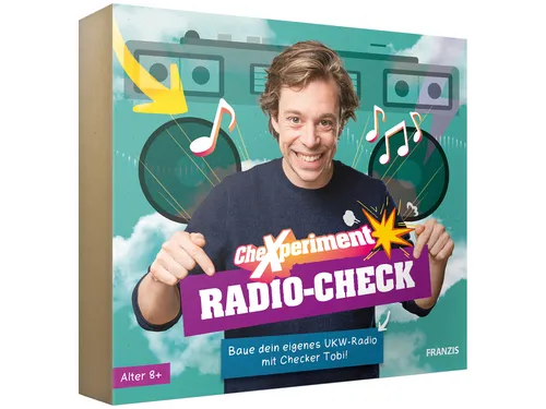 Franzis 504117 - CheXperiment Radio-Check, UKW-Bauset mit Checker Tobi - Experimentierkasten für spannende Radio-Experimente, fördert das technische Verständnis und die Kreativität von Kindern.