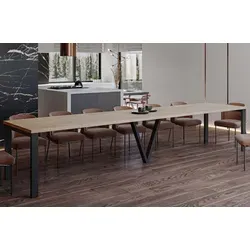 ENDOMöbel Ausziehbarer Esstisch XXL Titan 130-405cm - Braun - Der Titan XXL Esstisch bietet Platz für große Gesellschaften und lässt sich flexibel erweitern. Ideal für Familienfeiern und Meetings. Robuste Bauweise mit eleganter Holzoptik.
