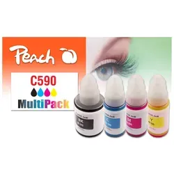 Peach Spar Pack Tintenpatronen für Canon GI-590 - Druckerpatronen – Sparen Sie mit dem Peach Spar Pack! Enthält alle vier Farben für brillante Druckresultate und höchste Qualität, ideal für Canon GI-590 Drucker.