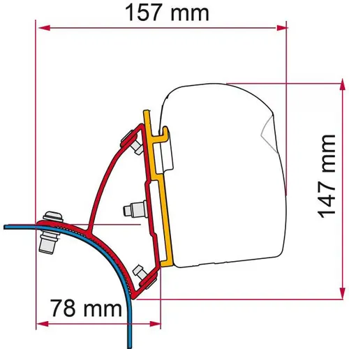 Fiamma F43van Adapter für VW T5/T6 mit Aufstelldach, schwarz