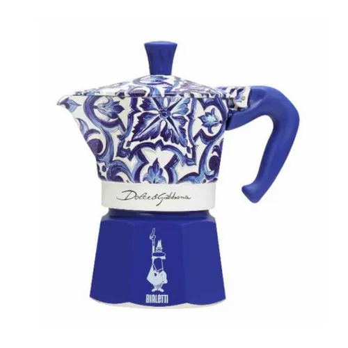 Bialetti MOKA D&G BLU MEDIT. 3T - Italienische Kaffeemaschine - Filterkaffeemaschine aus langlebigem Aluminium in elegantem Blau, ideal für 3 Tassen. Ergonomischer Griff und spülmaschinenfest für einfache Reinigung.