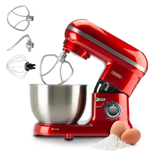 Bourgini Classic Kitchen Chef Küchenmaschine - Knet- & Rührmaschine mit 4,5 Litern Fassungsvermögen und 1300-Watt-Motor für perfekte Teigzubereitung, inklusive 6 Geschwindigkeitsstufen und Pulsfunktion für präzises Arbeiten.