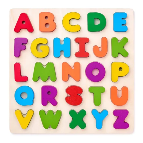 Woodyland Lernspielzeug 90634 buntes Holzpuzzle zum Thema ABC - Buchstaben. 26tlg, Lernspiel, ABC Puzzle, Motorikspiel