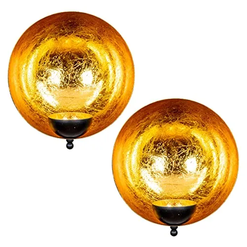 levandeo Wand Teelichthalter Set Schwarz Gold 2er Set - Elegantes 2er Set Wand-Teelichthalter aus Metall, Ø 15 cm, vereint stilvolle Ästhetik und praktische Lichtquelle für eine einladende Atmosphäre in jedem Raum.