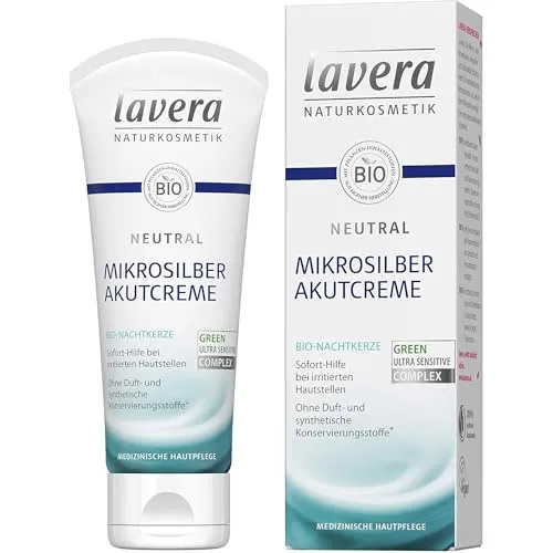 lavera Neutral Mikrosilber Akutcreme 75 ml - Arzneimittel zur Unterstützung bei irritierter Haut, enthält Mikrosilber für beruhigende Wirkung und ist rezeptfrei erhältlich.