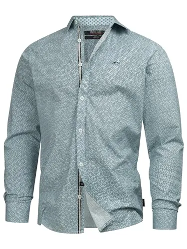 Indicode Herren INSamwell Hemd Gemustert - Herrenhemd aus 98% Baumwolle im Regular Fit, nachhaltig produziert mit recycelten Materialien – ideal für umweltbewusste Männer.