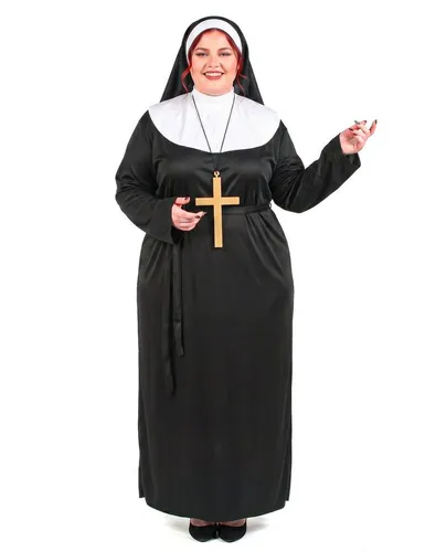 JADEO Kostüm Nonne-Kostüm in Übergrösse Karneval-Kostüm schwarz-weiss
