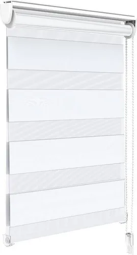 VOUNOT® Doppelrollo klemmfix ohne Bohren, 90x150 cm, Weiß - Rollos mit einfachem Klemmfixsystem, ideal für Sicht- und Sonnenschutz ohne Bohren, pflegeleicht und verstellbar für jeden Raum.