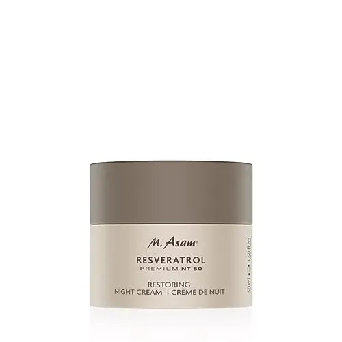 M. Asam Resveratrol Premium NT50 Restoring Night Cream (50ml) – reichhaltige Nachtcreme regeneriert, strafft & glättet mit Soforteffekt über Nacht, Gesichtscreme mit Hyaluronsäure & Sheabutter