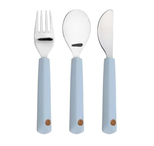 LÄSSIG Kinderbesteck Set 3-teilig Gabel, Löffel, Messer Edelstahl Silikongriff/Cutlery with Silicone Handle Happy Rascals Smile