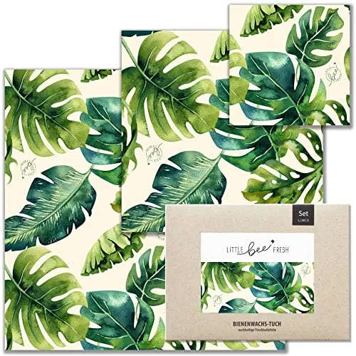little bee fresh Bio-Bienenwachstücher Starter-Set - Nachhaltige Wachstücher für Lebensmittel - Backpapier und plastikfreie Alternative zu Frischhaltefolie, handgemacht aus bio-zertifizierten Rohstoffen, hält Lebensmittel länger frisch und ist wiederverwendbar.