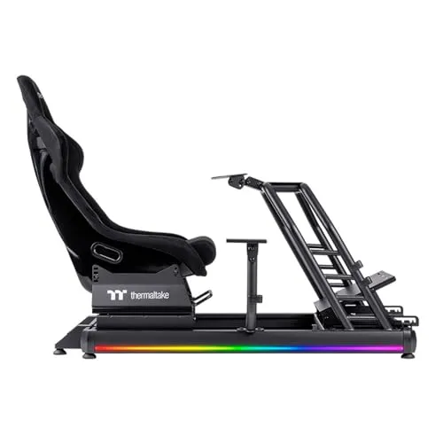 Thermaltake GR500 Racing Simulator Cockpit Rennsitz Schwarz - Gaming Chairs / Spielsitze – Erleben Sie unübertroffenen Komfort und Anpassungsfähigkeit mit verstellbaren Pedal- und Lenkradplatten für stundenlange Rennaction!
