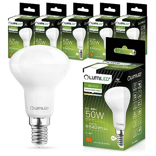 Lumiled LED Lampen E14 R50 6W entspricht 50W Glühlampe 6 Stück Set 540lm 4000K Neutralweiß 120 Grad Abstrahlwinkel 230V Glühbirne Birne Leuchtmittel Reflektorlampe Reflektor Energiesparlampe