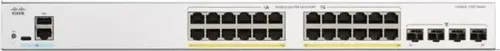 Cisco Catalyst 1200-24P-4G Smart Switch - 24-Port Gigabit PoE Switch mit 4 x 1-GE-SFP, einfache Einrichtung über mobile App und umfassende Netzwerksicherheit – ideal für kleine Unternehmen ohne Lizenzkosten.